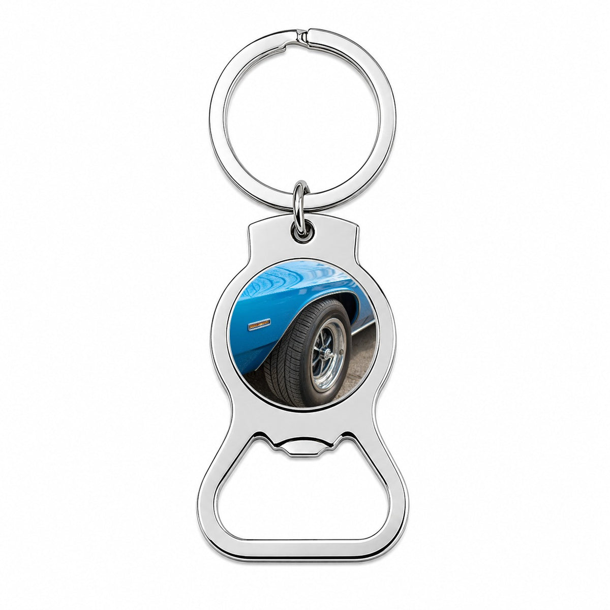 Classic Blue Muscle Car Bottle Opener Keychain
