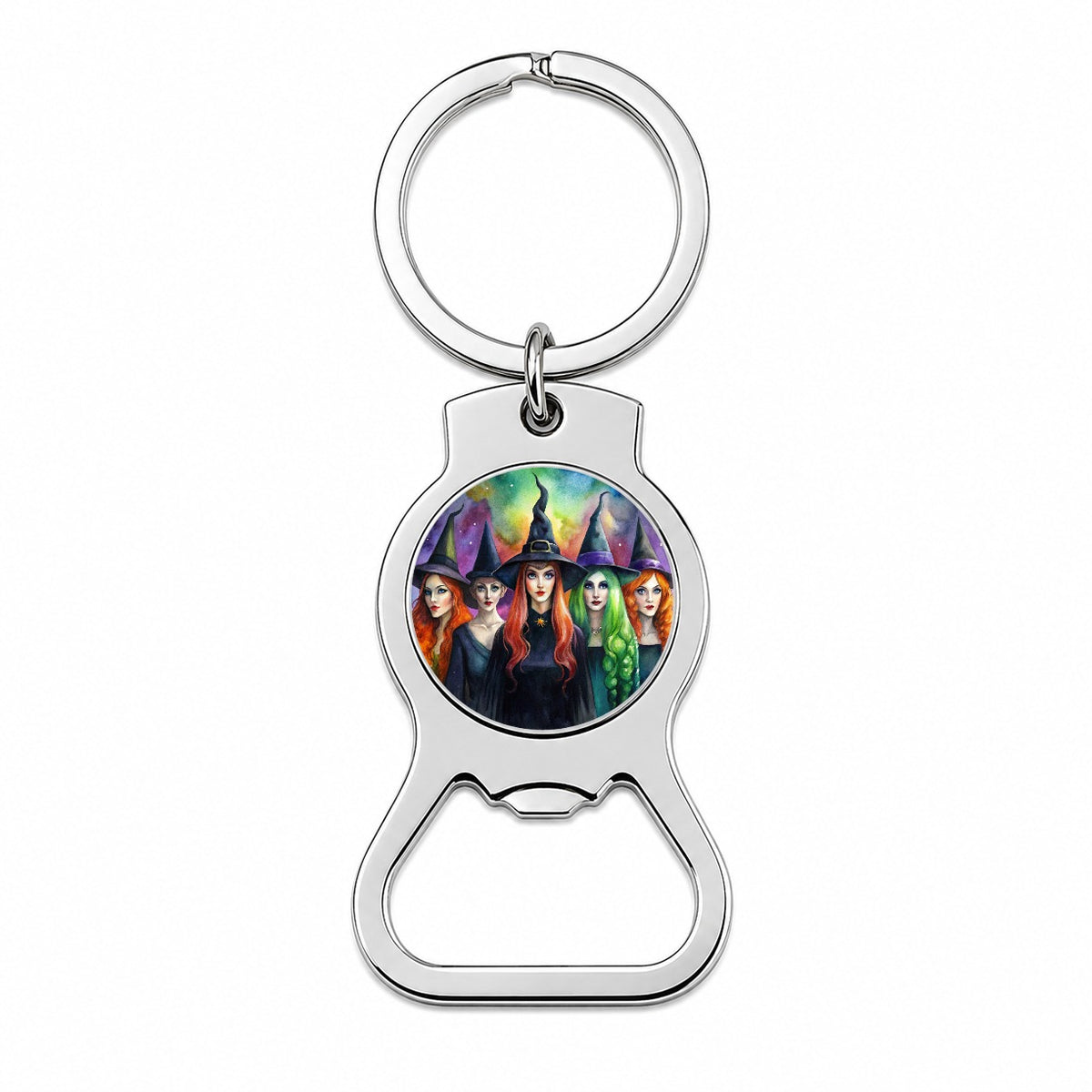 Coven Of Witches Black Watercolor Bottle Opener Keychain