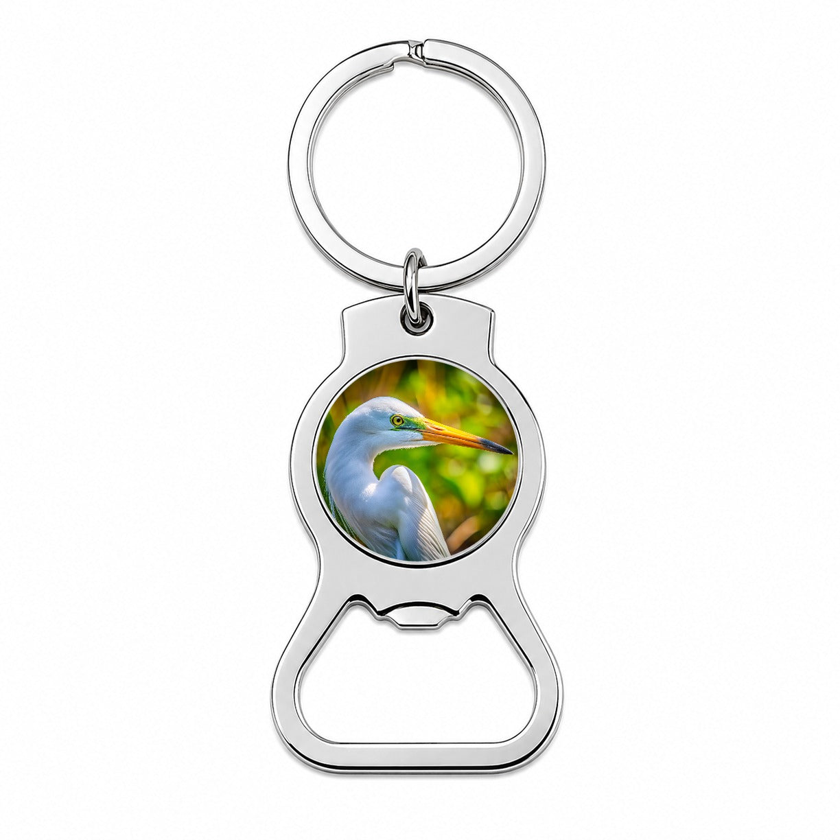 Egret Face Bottle Opener Keychain