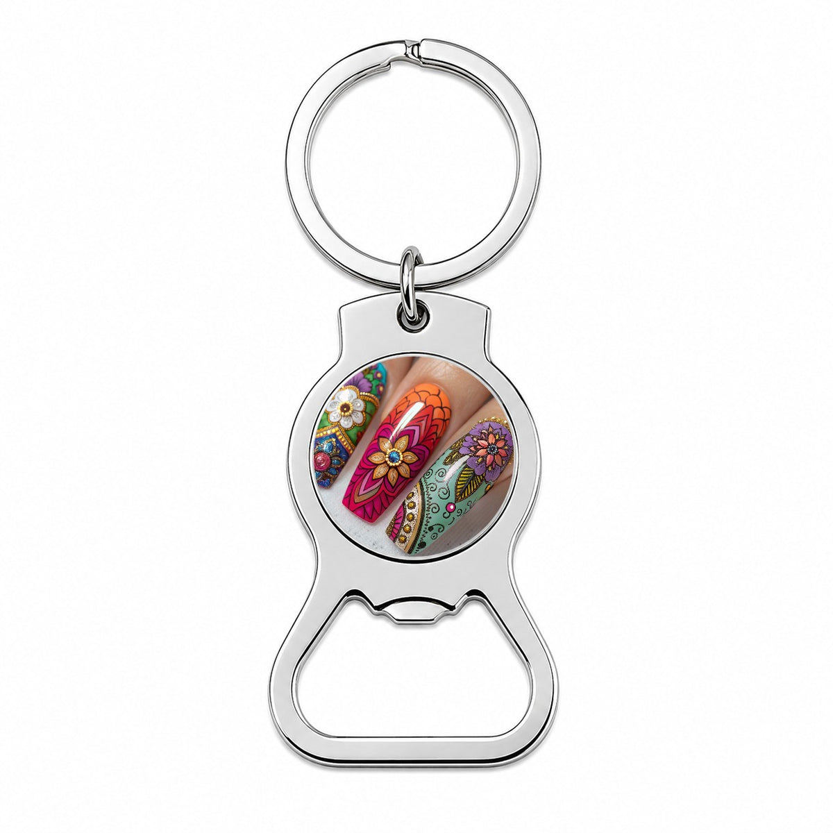 Elaborately Painted Decorated Finger Nails Bottle Opener Keychain