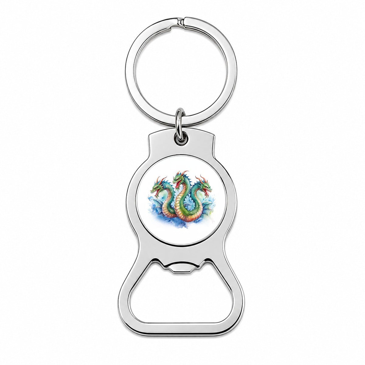 Fantasy Hydra Mythical Creature Watercolor Bottle Opener Keychain