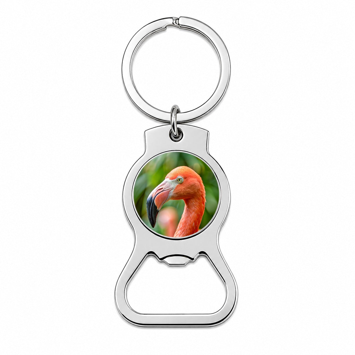Flamingo Face Bottle Opener Keychain