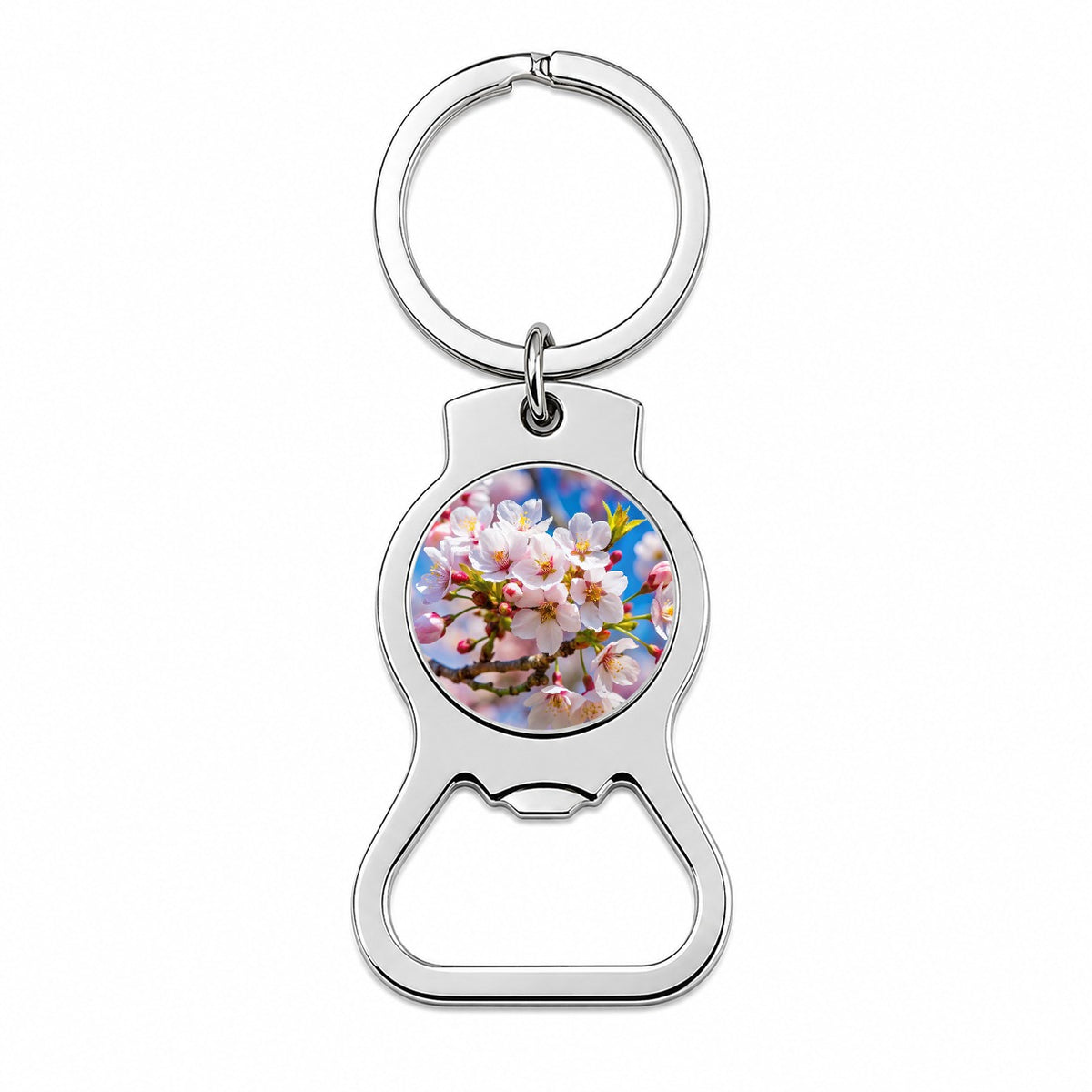 Flowering Cherry Tree Branch Bottle Opener Keychain