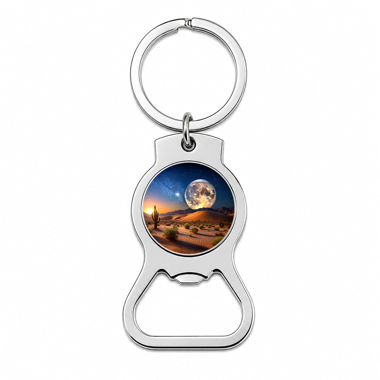 Full Moon Over The Desert Bottle Opener Keychain