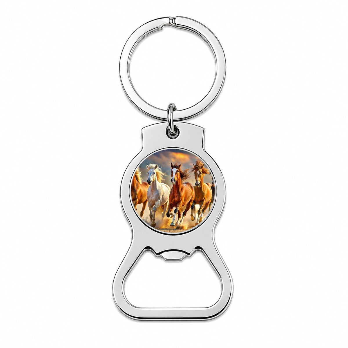 Galloping Horses Bottle Opener Keychain