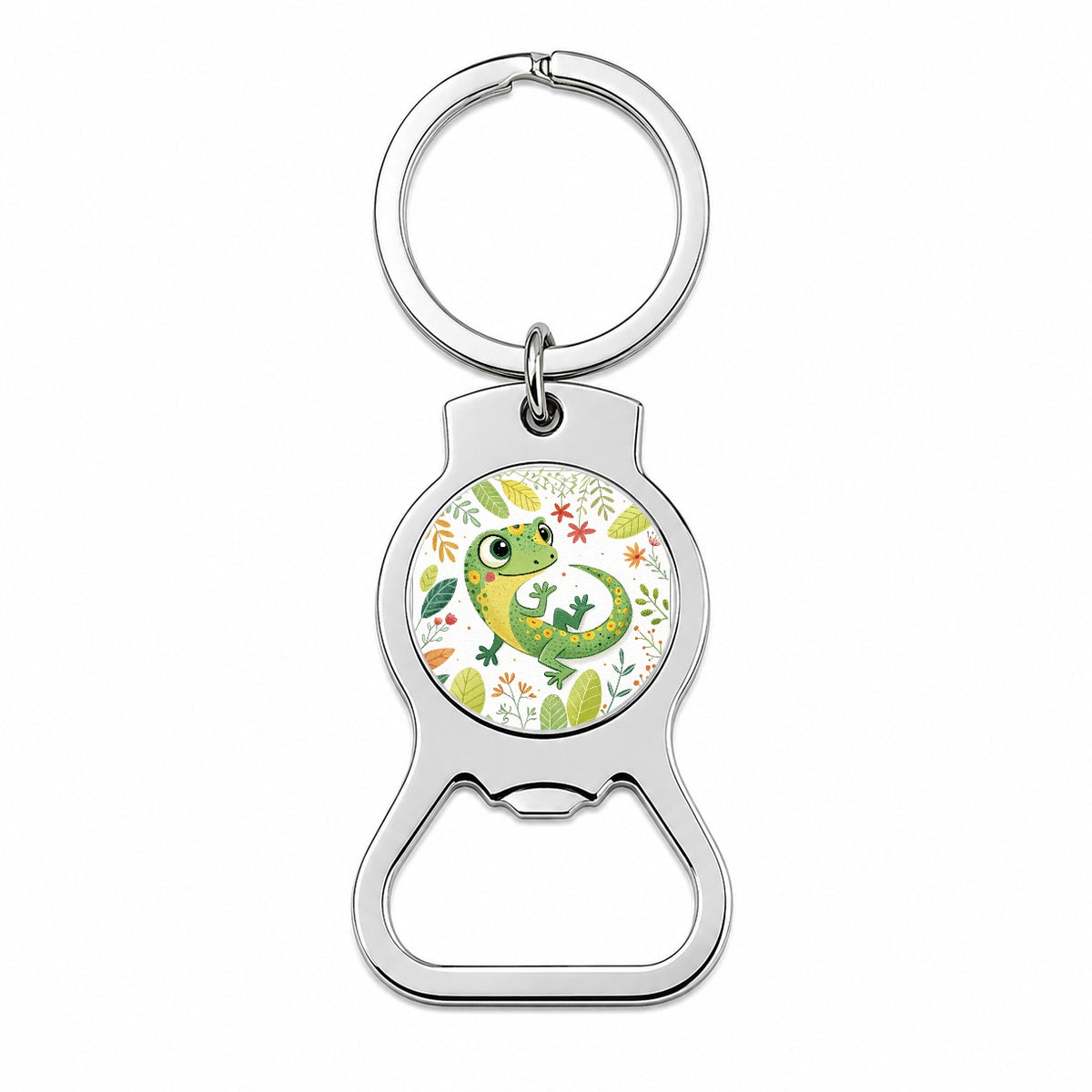 Gecko Lizard Children's Illustration Style Bottle Opener Keychain