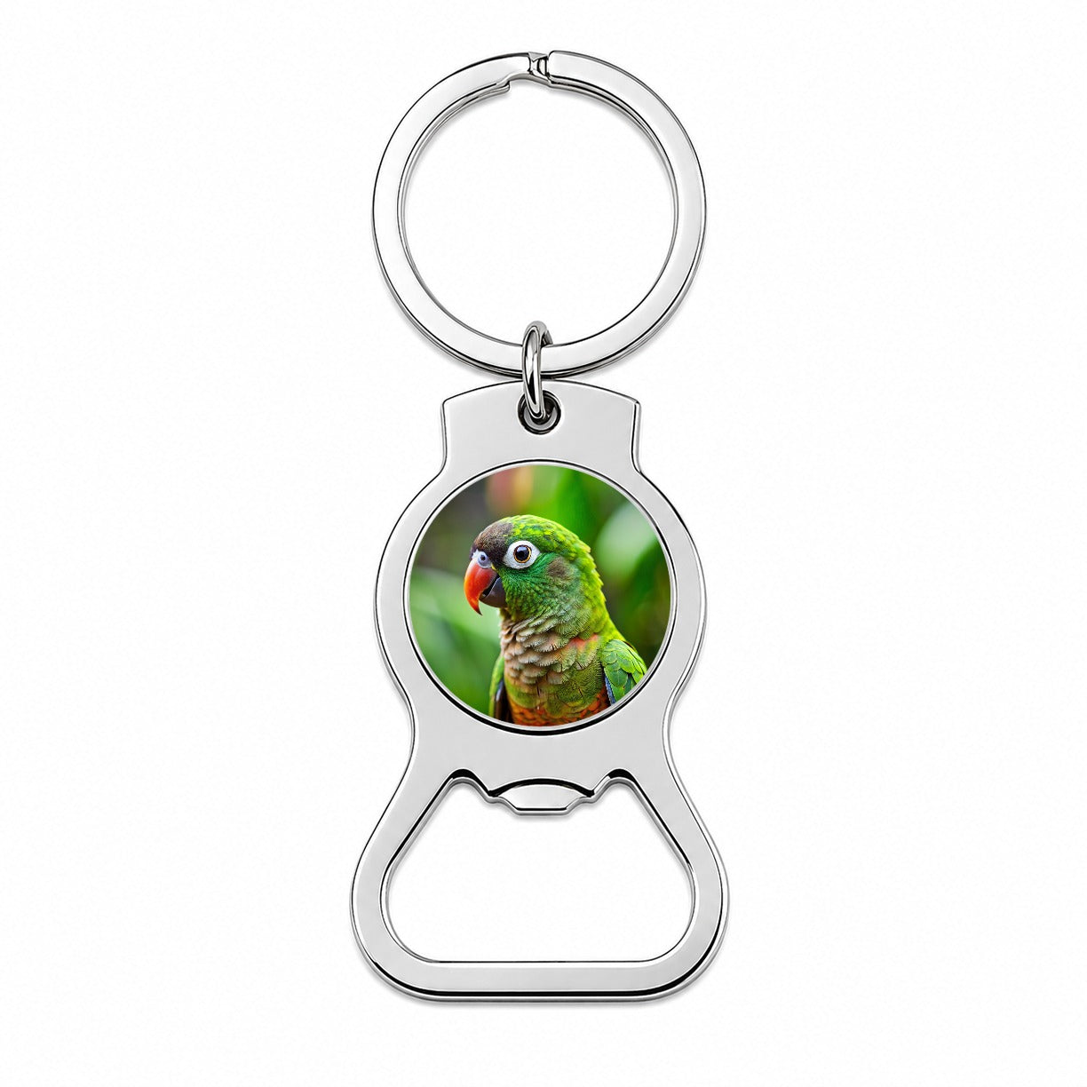 Green Conure Parakeet Bird Bottle Opener Keychain