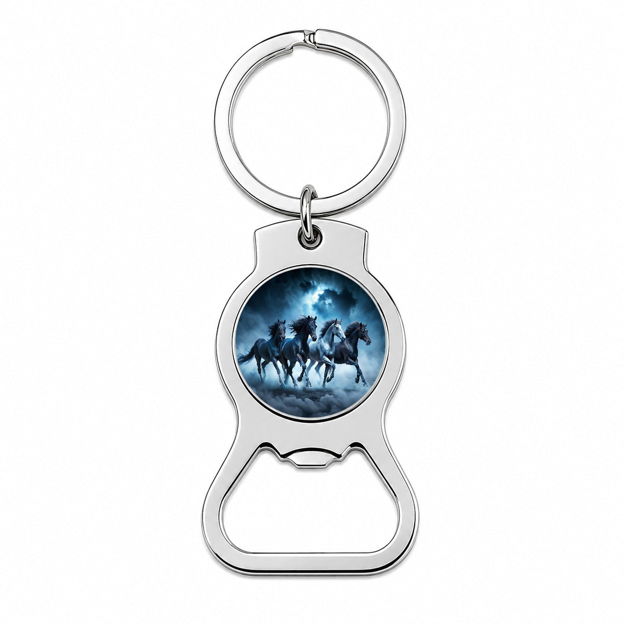 Horses Galloping Out Of The Night Mists Bottle Opener Keychain