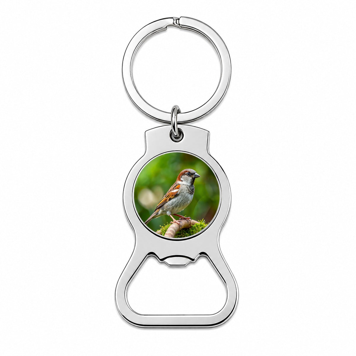 House Sparrow Backyard Bird Bottle Opener Keychain