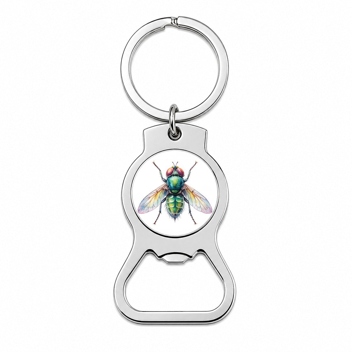 Housefly Fly Watercolor Bottle Opener Keychain