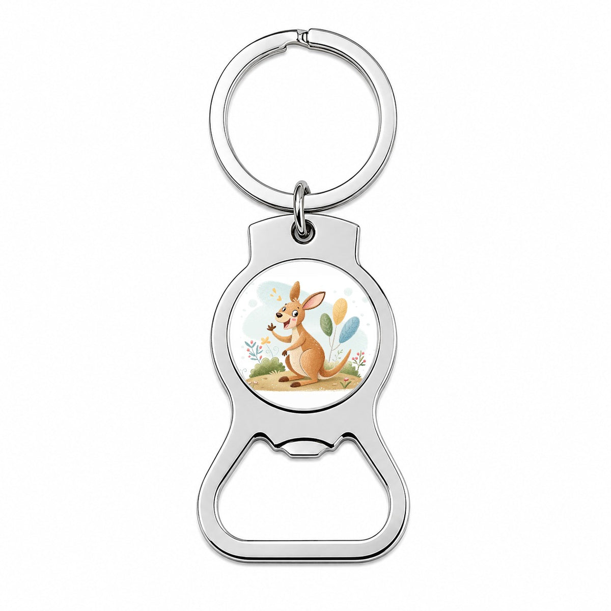 Kangaroo Children's Illustration Style Bottle Opener Keychain