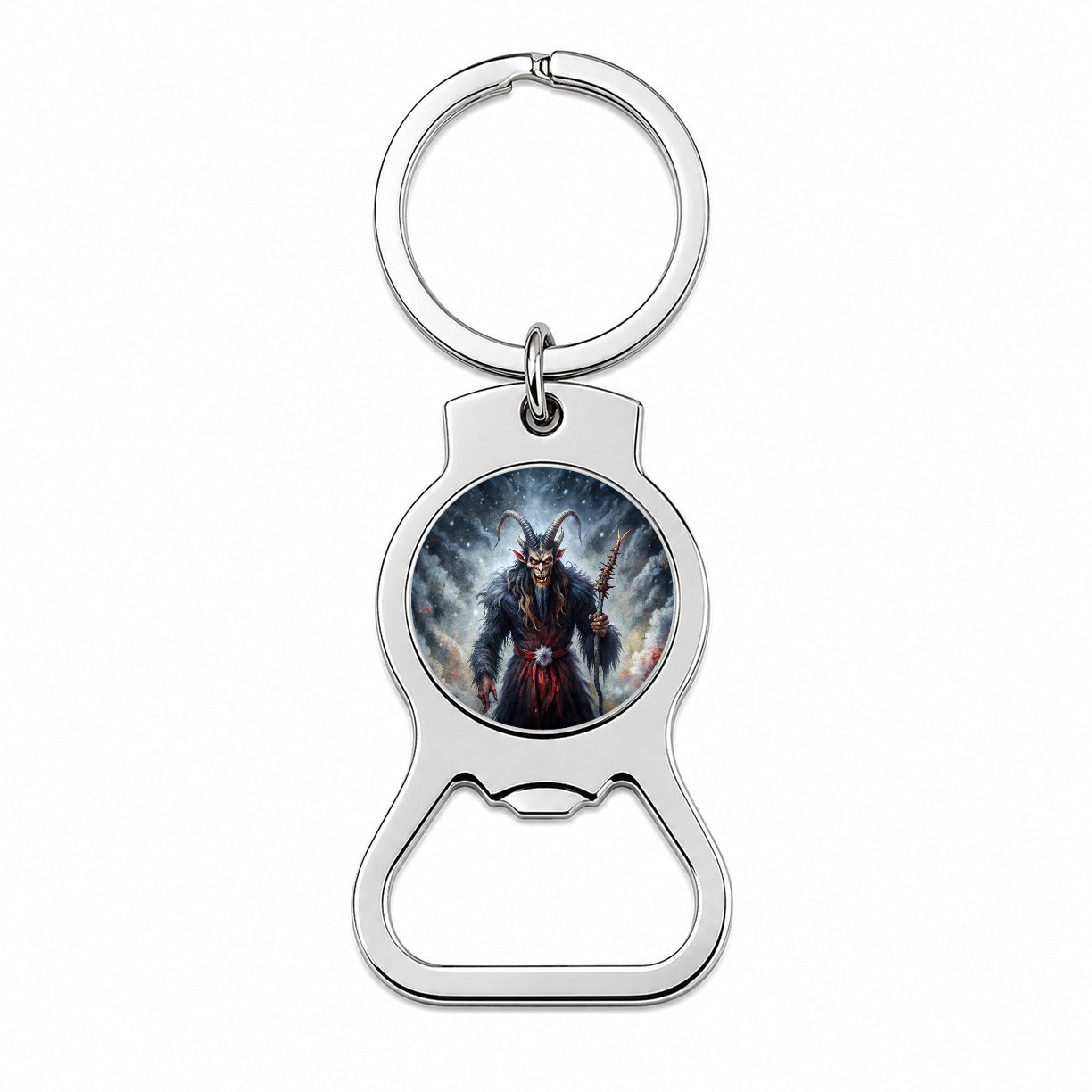 Krampus Black Watercolor Background Bottle Opener Keychain