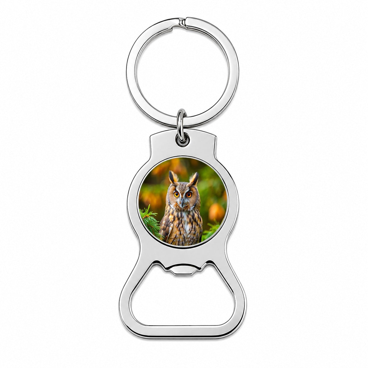 Long-Eared Owl Raptor Bird Of Prey Bottle Opener Keychain