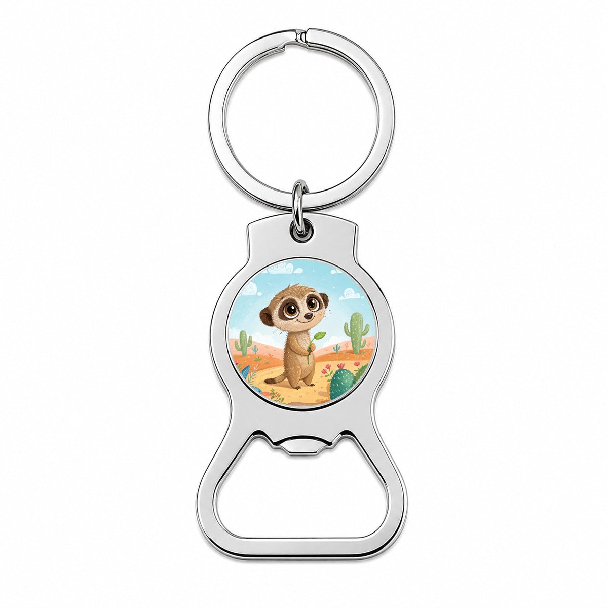 Meerkat Children's Illustration Style Bottle Opener Keychain