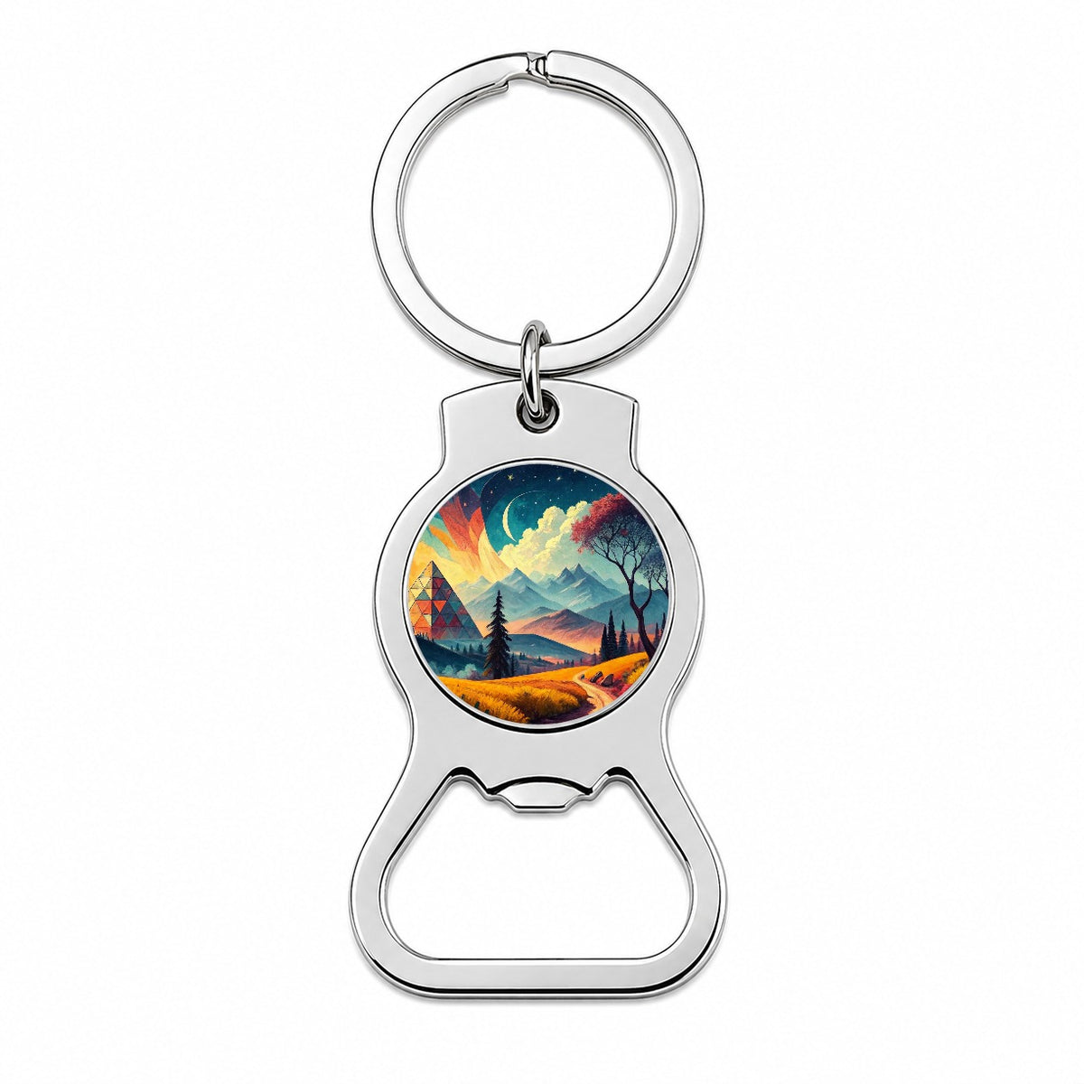 Modern Art Landscape Bottle Opener Keychain