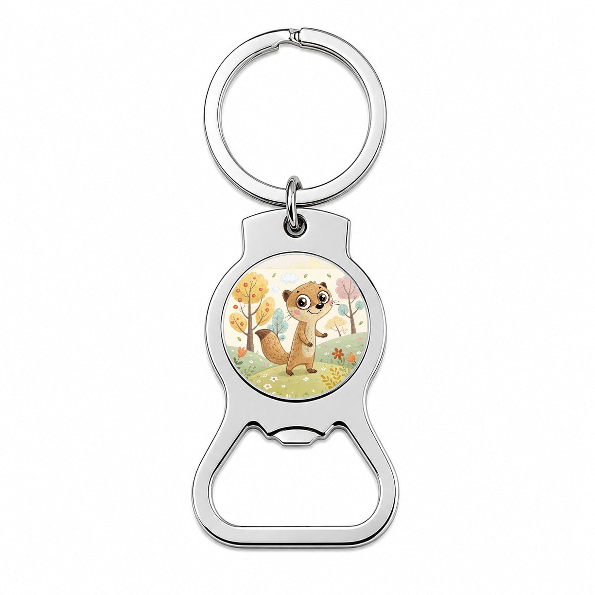 Mongoose Children's Illustration Style Bottle Opener Keychain
