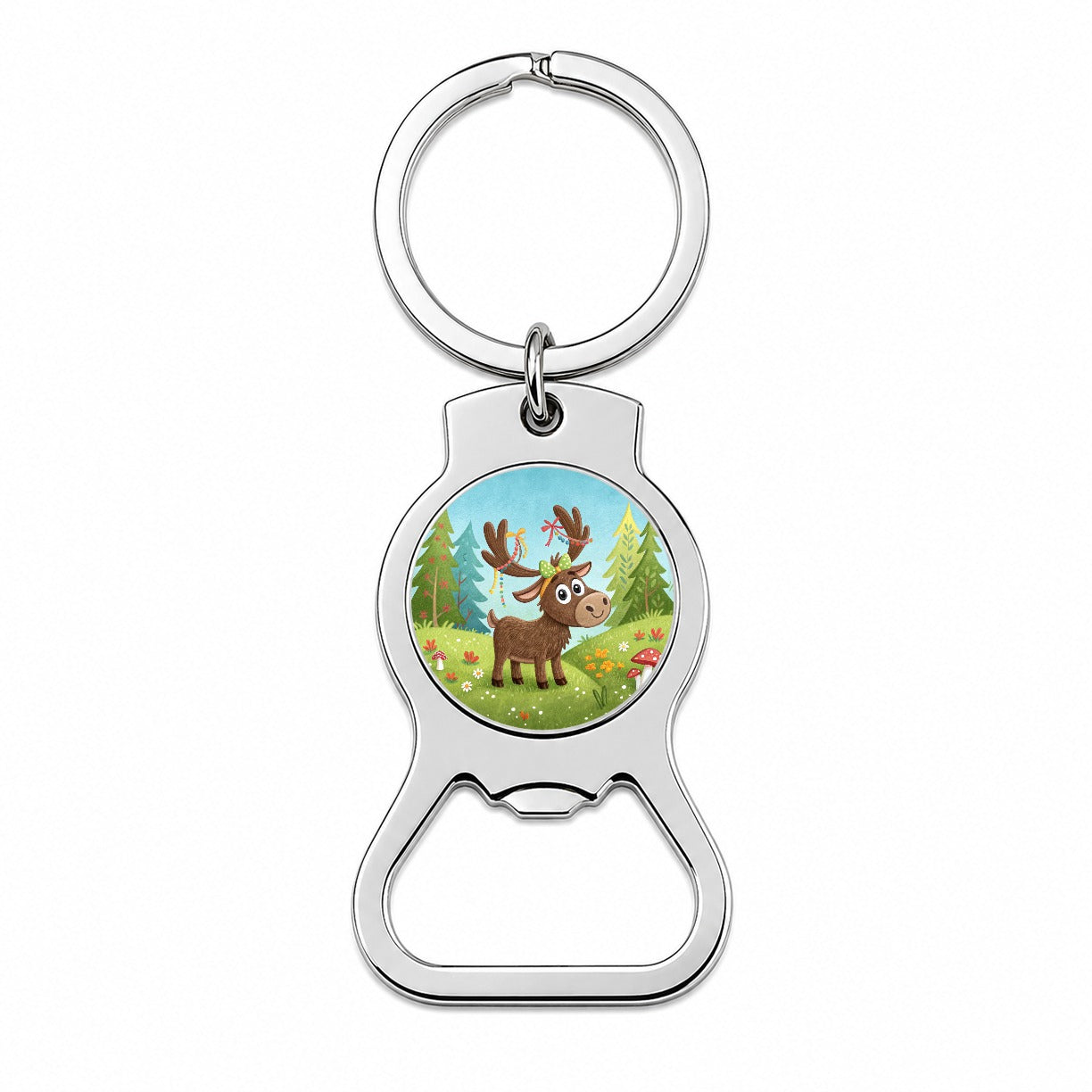 Moose Children's Illustration Style Bottle Opener Keychain