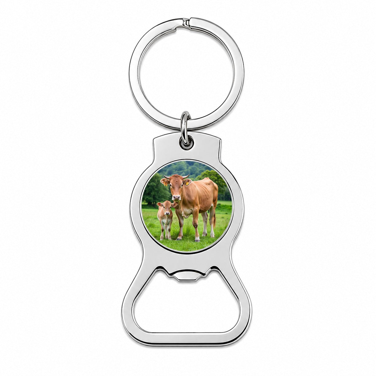 Mother Cow With Calf Bottle Opener Keychain