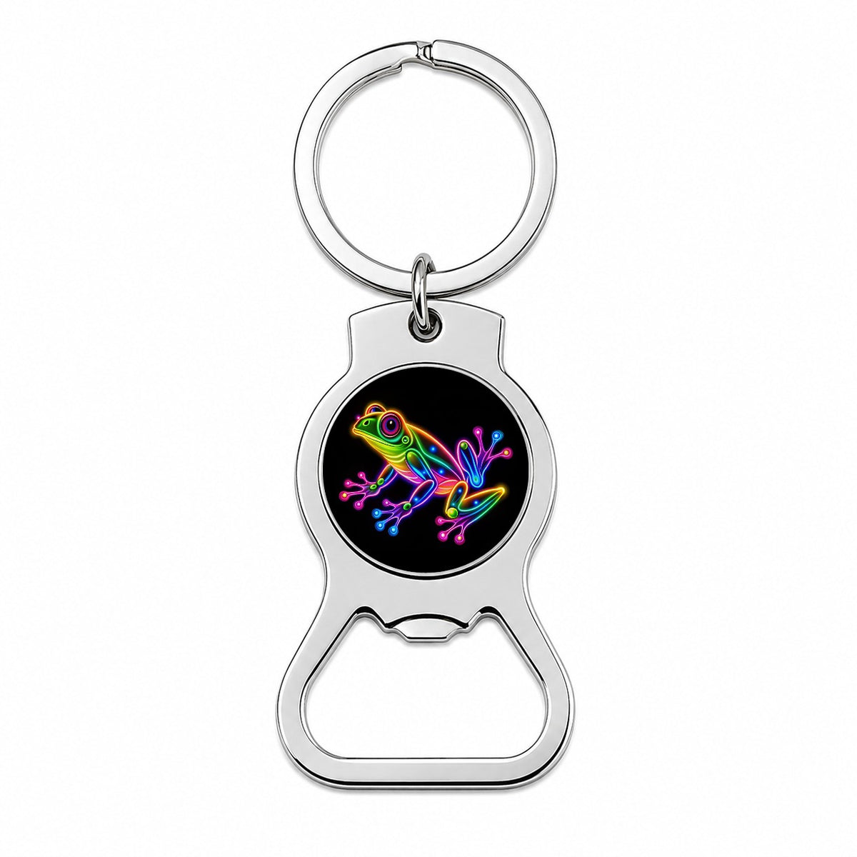 Neon Frog Bottle Opener Keychain