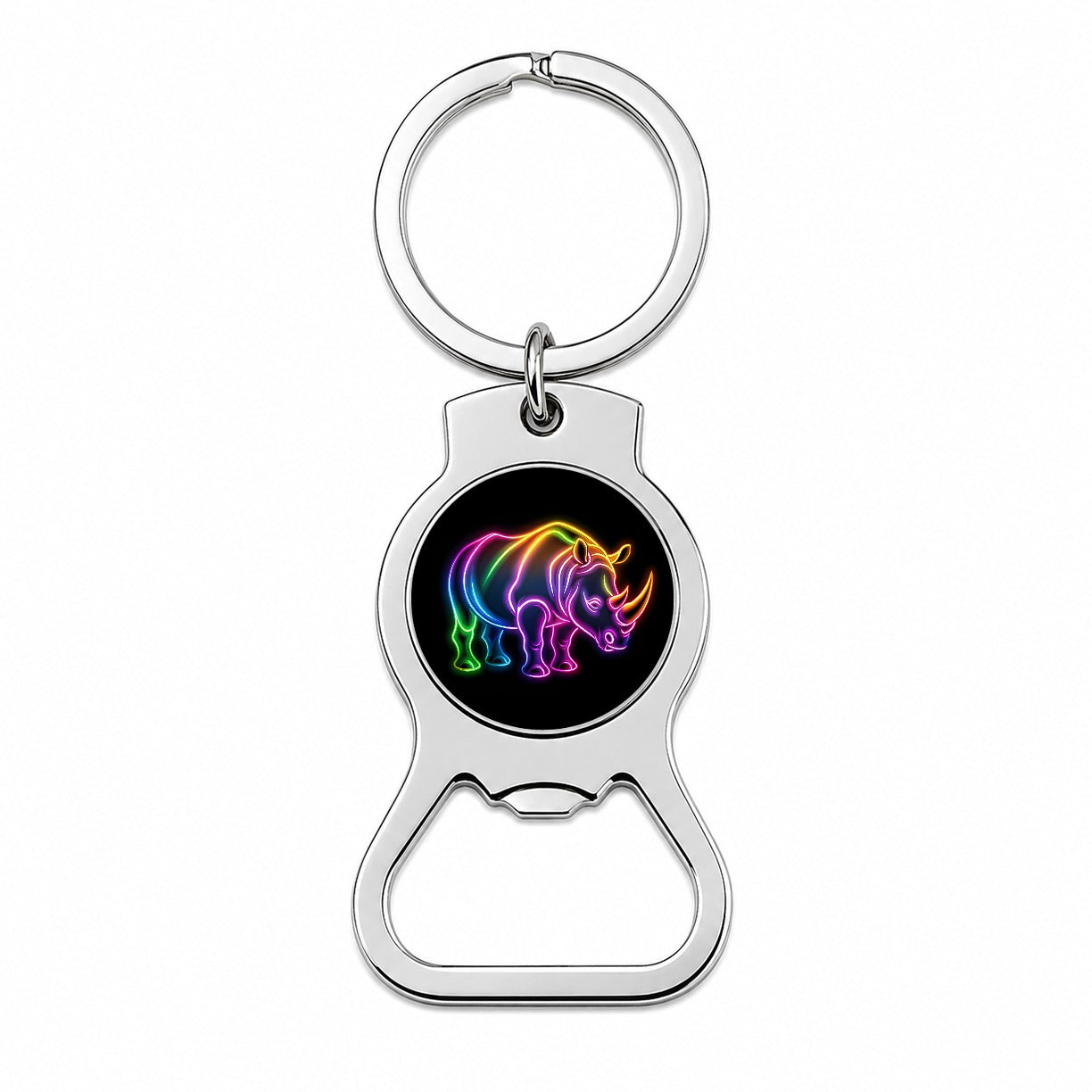 Neon Rhino Bottle Opener Keychain