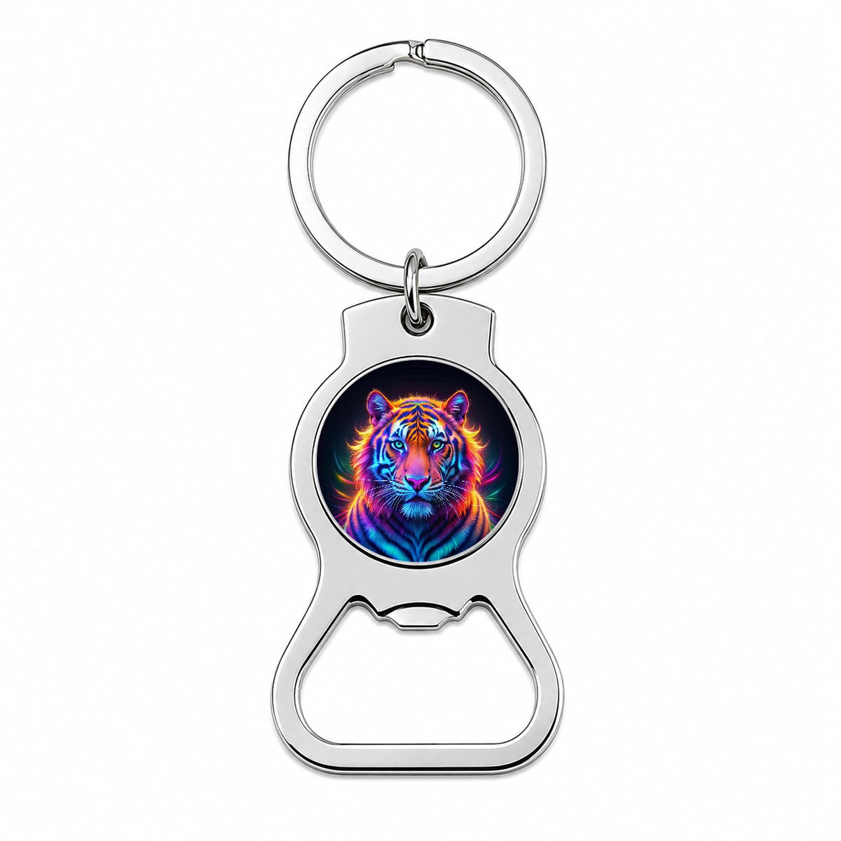 Neon Tiger Bottle Opener Keychain