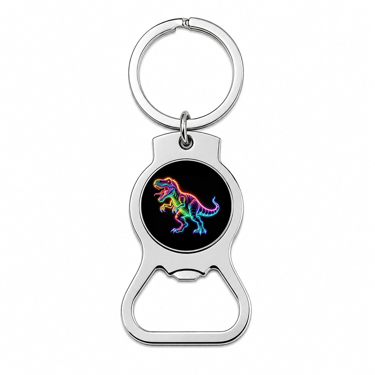 Neon T-Rex Dinosaur Bottle Opener Keychain