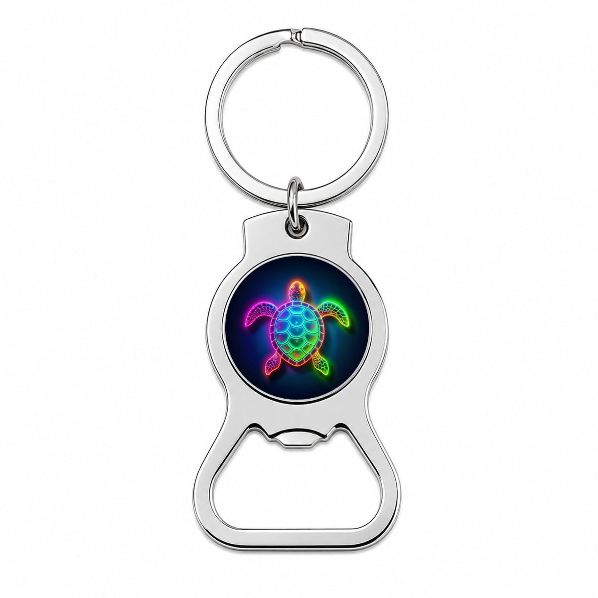 Neon Turtle Bottle Opener Keychain