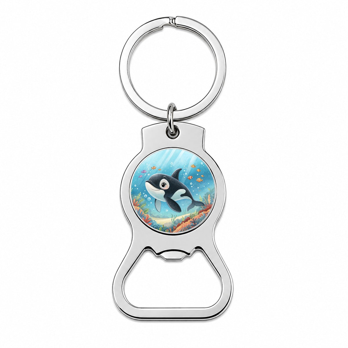 Orca Killer Whale Children's Illustration Style Bottle Opener Keychain