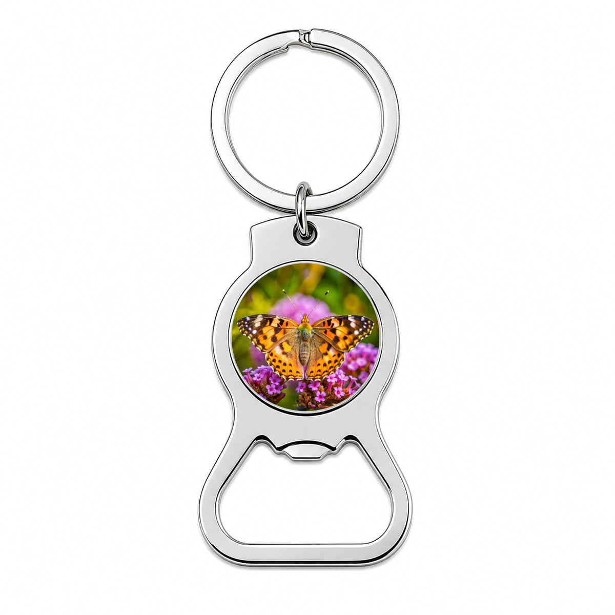 Painted Lady Butterfly Bottle Opener Keychain