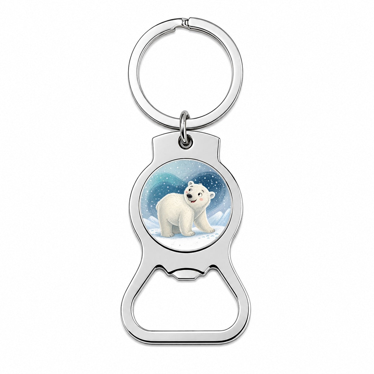 Polar Bear Children's Illustration Style Bottle Opener Keychain