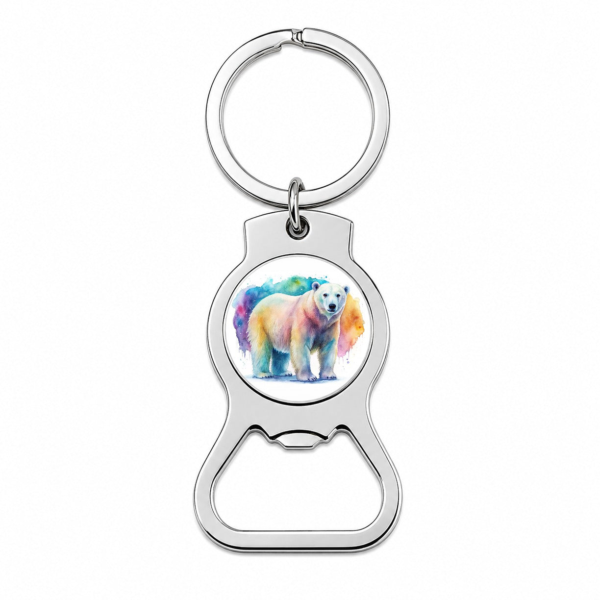 Polar Bear Watercolor Bottle Opener Keychain