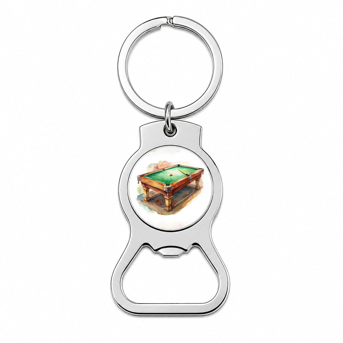 Pool Billiards Table Watercolor Bottle Opener Keychain