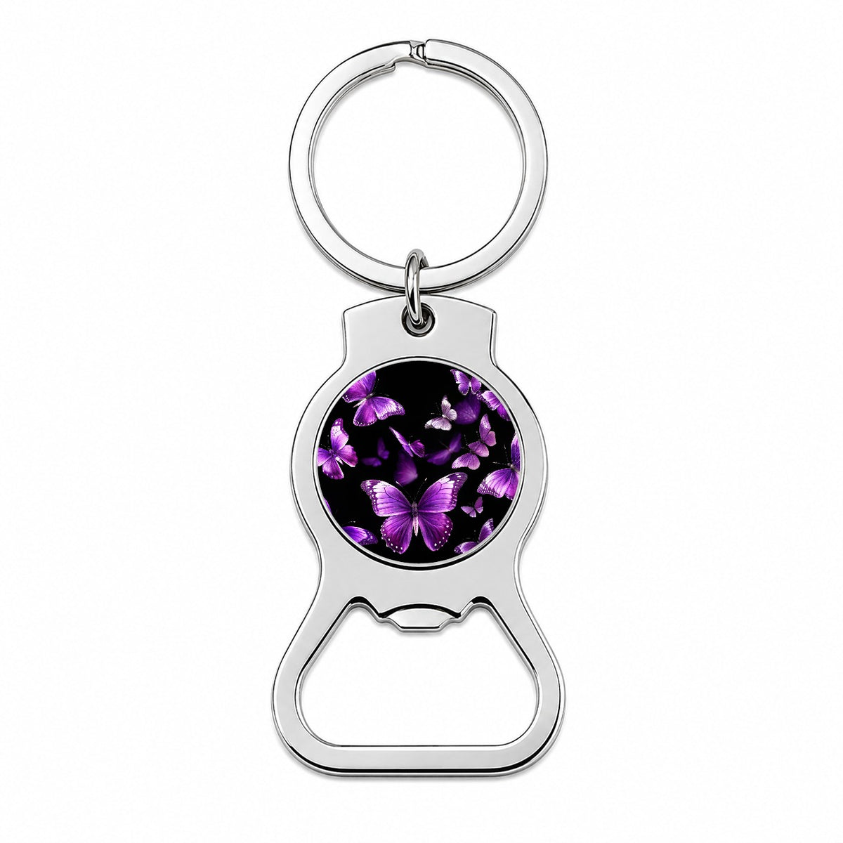 Purple Butterflies Flying Bottle Opener Keychain