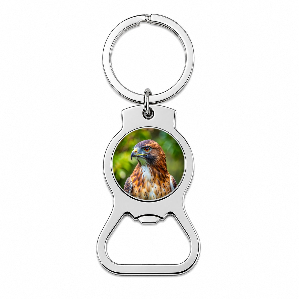 Red-Tailed Hawk Raptor Bird Of Prey Bottle Opener Keychain