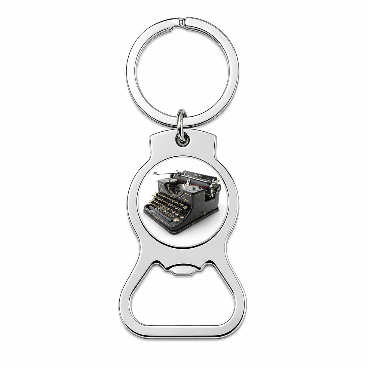 Retro Classic Black Typewriter Bottle Opener Keychain