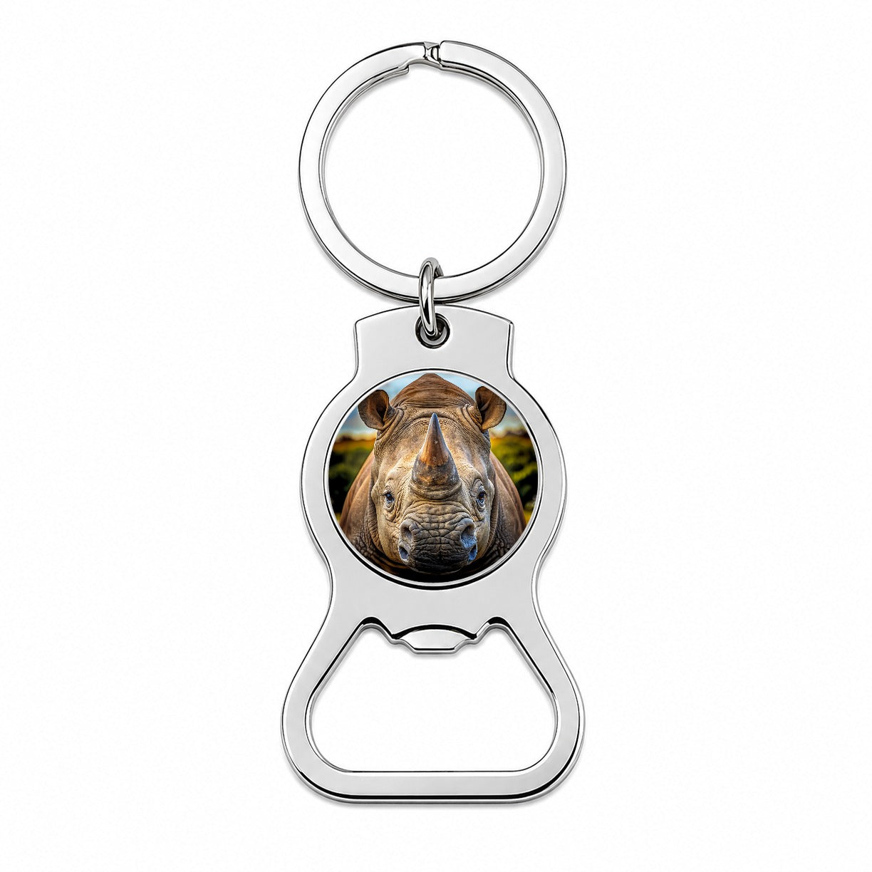 Rhinoceros Face Bottle Opener Keychain