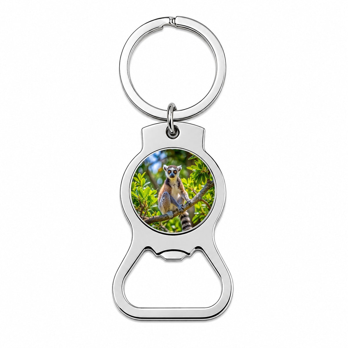 Ring-Tailed Lemur In Tree Bottle Opener Keychain