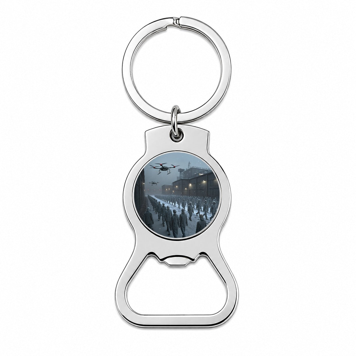 Sci-fi Futuristic Dystopian Society of Mindless Drones Bottle Opener Keychain