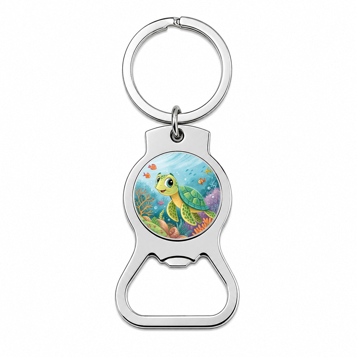 Sea Turtle Children's Illustration Style Bottle Opener Keychain
