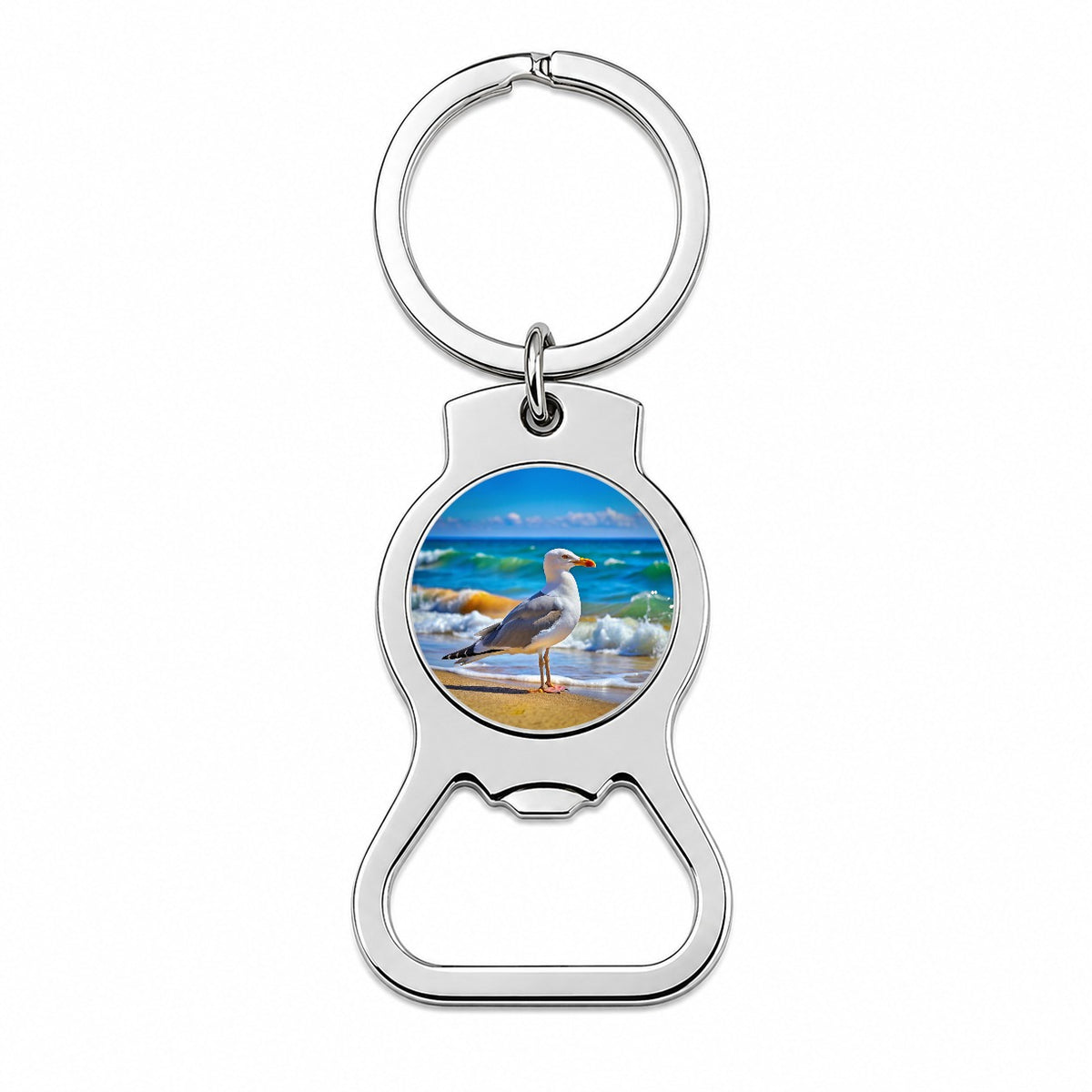 Seagull On Beach Bottle Opener Keychain