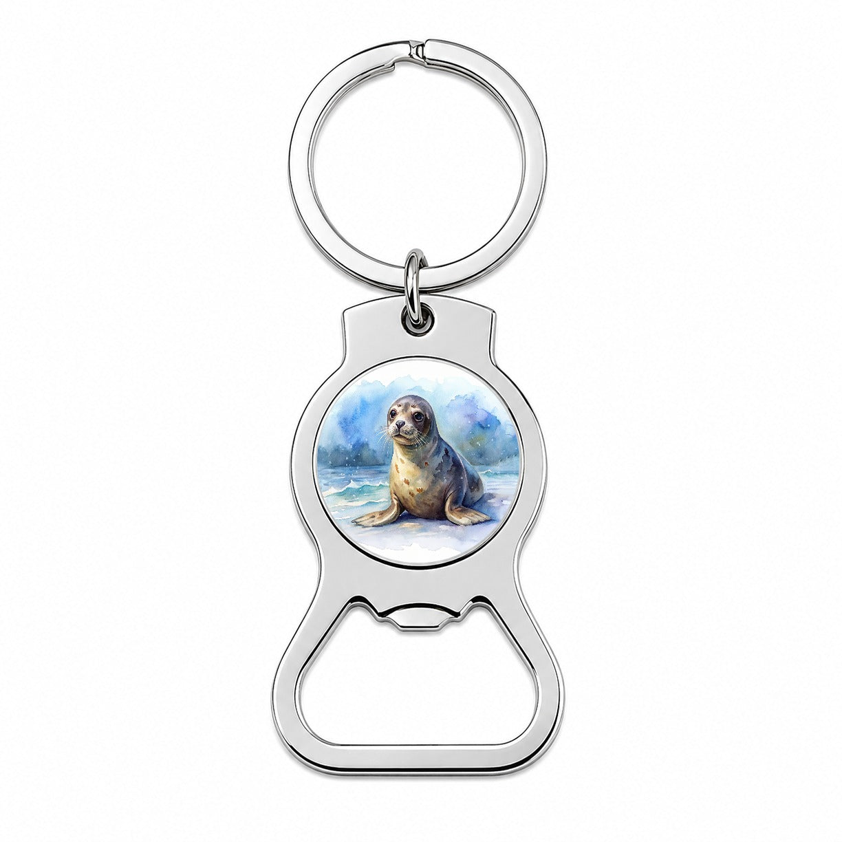 Seal Watercolor Bottle Opener Keychain