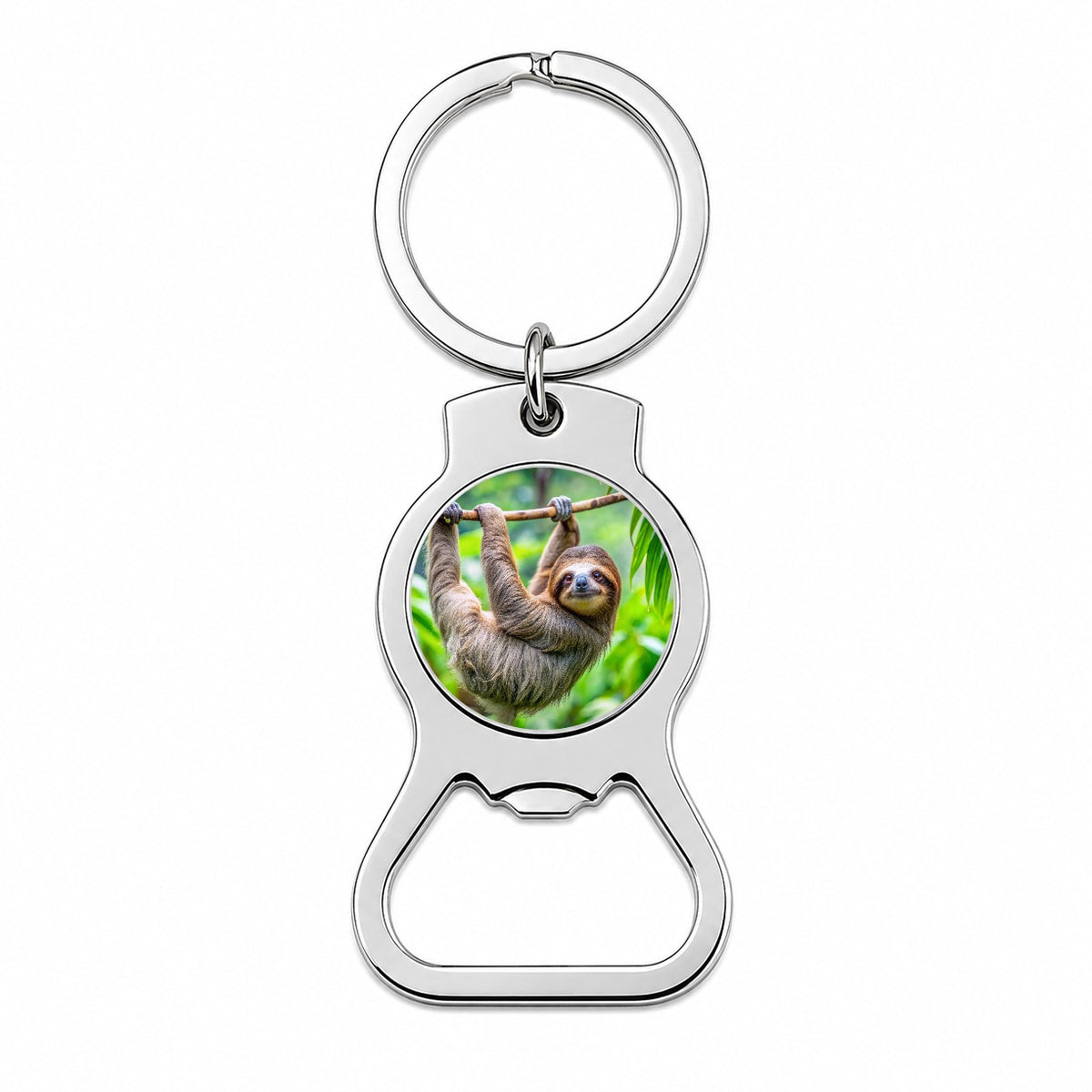 Sloth Hanging From Branch Bottle Opener Keychain