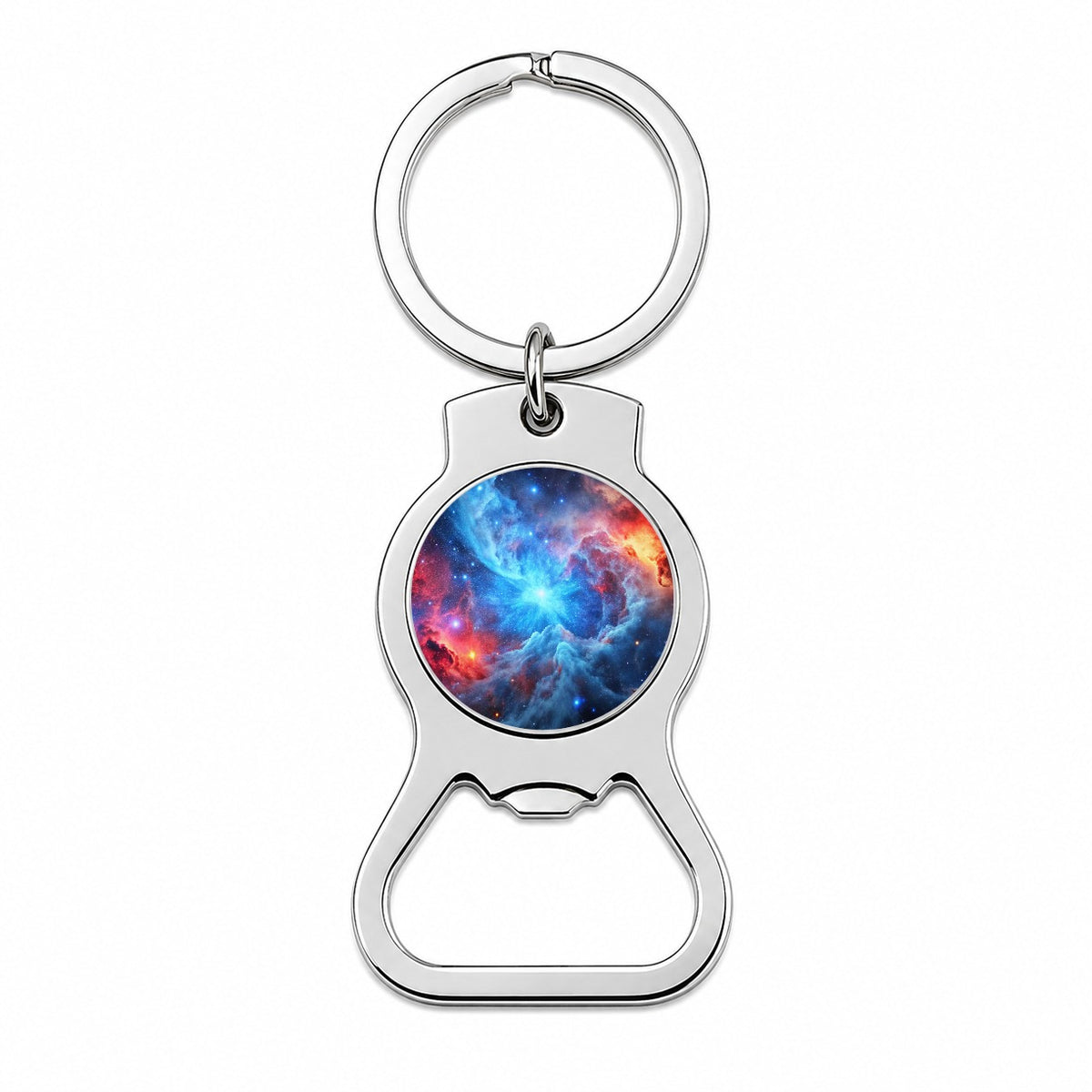 Space Galaxy Nebula Blue Red Bottle Opener Keychain