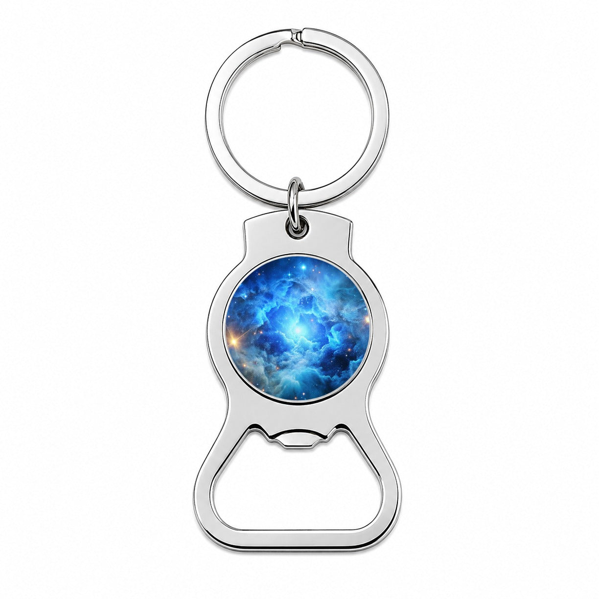 Space Galaxy Nebula Blue Bottle Opener Keychain