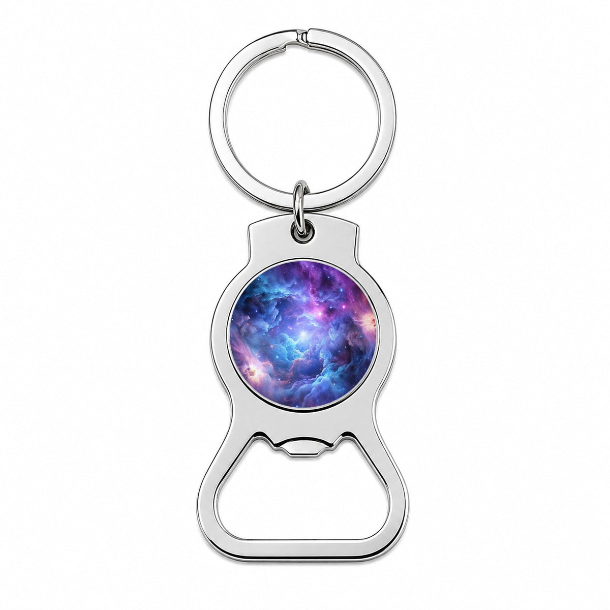 Space Galaxy Nebula Purple Blue Bottle Opener Keychain