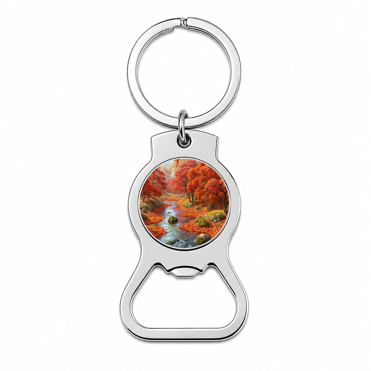 Stream and Trees in Fall Autumn Bottle Opener Keychain