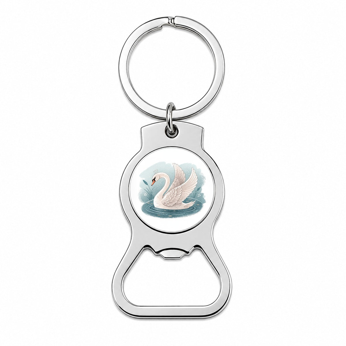 Swan Children's Illustration Style Bottle Opener Keychain