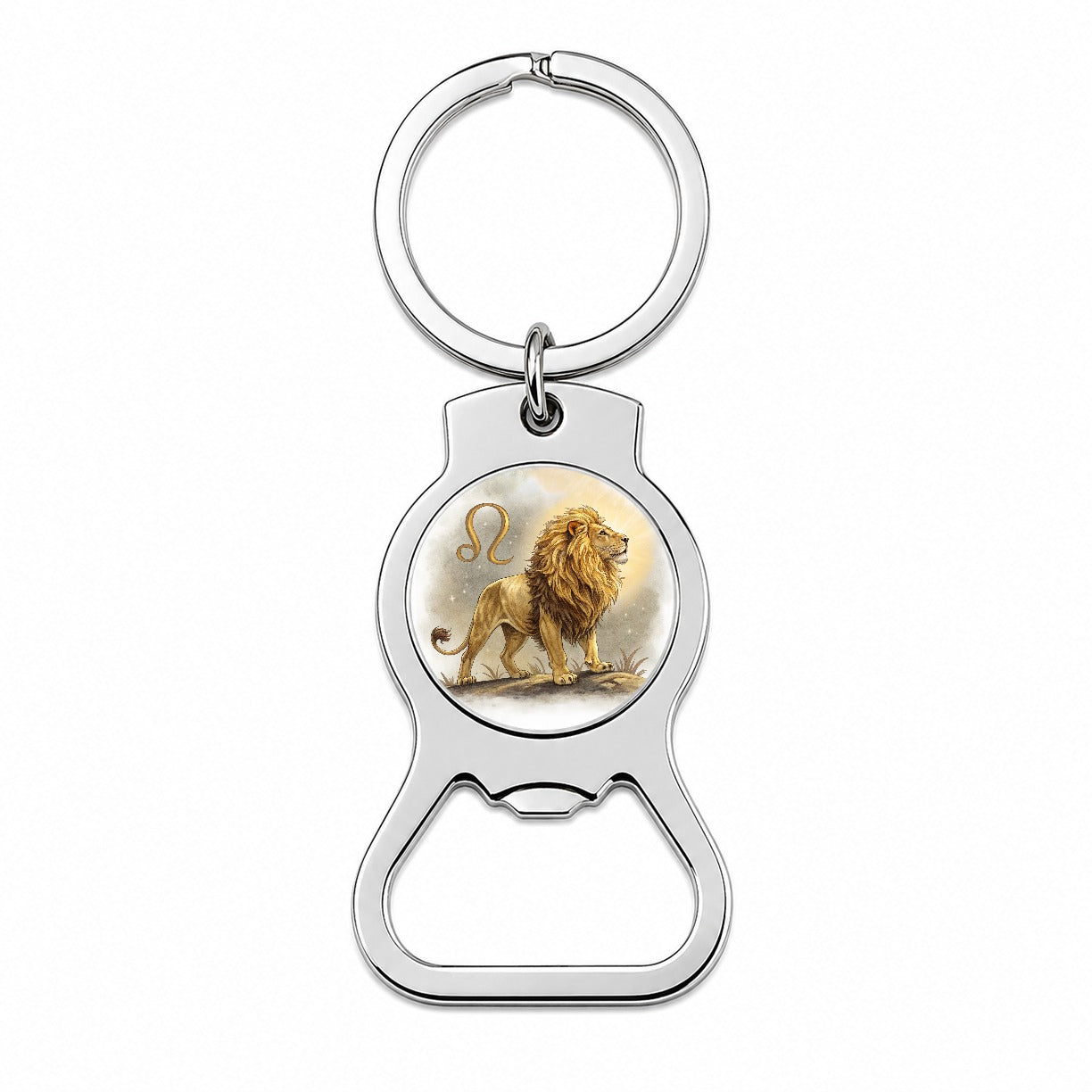 Zodiac Horoscope Symbol Leo Lion Bottle Opener Keychain