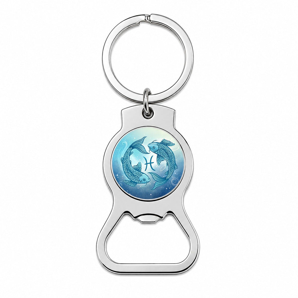 Zodiac Horoscope Symbol Pisces Fish Bottle Opener Keychain