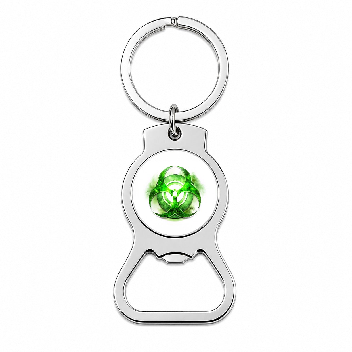 Zombie Outbreak Green Toxic Symbol Bottle Opener Keychain